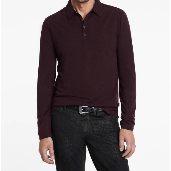 NEW JOHN VARVATOS maleo regular fit pique polo shirt in merlot